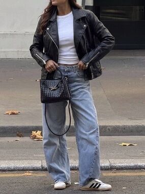 Ambiance Black Leather Biker Jacket